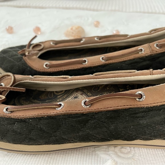 Sperry Topsider Quilted Brown Corduroy Espadrille Ballet Flats EUC - Picture 5 of 5